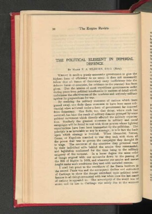 The Political Element in Imperial Defence.