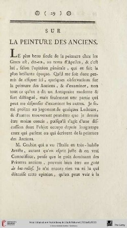 Sur la peinture des Anciens