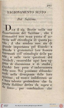 VI. Del Sublime