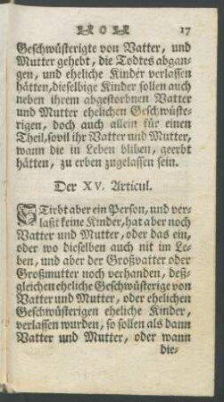 Der XV. Articul