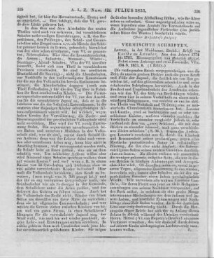 Goethe, J. W. v.: Briefe von Goethe an Lavater aus d. Jahren 1774 bis 1783. Hsrg. von H. Hirzel. Leipzig: Weidmann 1833