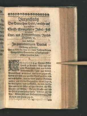Verzeichnüß Der Biblischen Texte/ ...