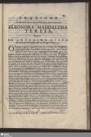 Orazione In Morte Dell' Augustissima Imperadrice Eleonora Maddalena Teresa