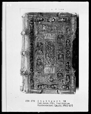 Kalendar - Psalterium - Hymnar (Benediktinerhandschrift) — Ledereinband mit Rollenstempeln