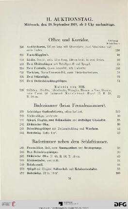 II. Auktionstag: Mittwoch, den 29. September 1937, ab 3 Uhr nachmittags (Nr. 230-528)