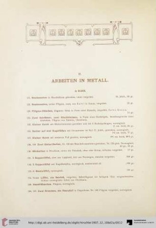 III. Arbeiten in Metall (Nr. 121-208)