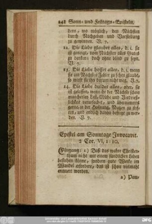 Epistel am Sonntage Invocavit. 2 Cor. VI, 1 - 10.