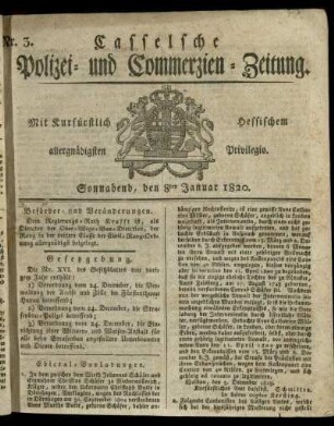 Nr. 3, Sonnabend, den 8ten Januar 1820