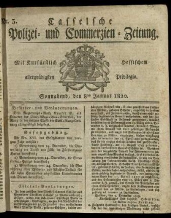 Nr. 3, Sonnabend, den 8ten Januar 1820