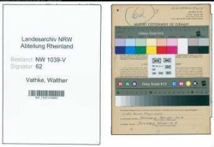 Entnazifizierung Walther Vathke , geb. 25.03.1898 ()
