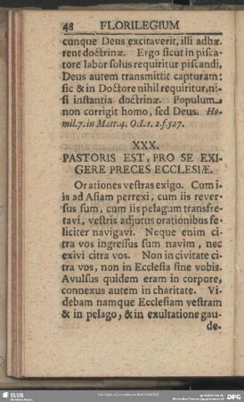 XXX. Pastoris Est, Pro Se Exigere Preces Ecclesiae