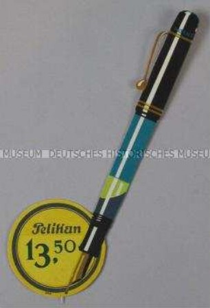 Werbeschild für "Pelikan"-Füllhalter "13,50"