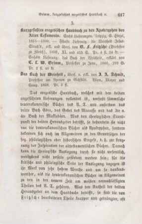 617-625 [Rezension] Kurzgefasstes exegetisches Handbuch zu den Apokryphen des Alten Testamentes