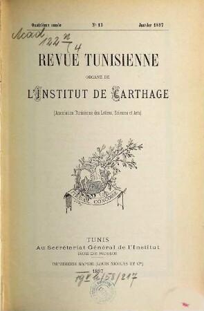Revue tunisienne. 4. 1897