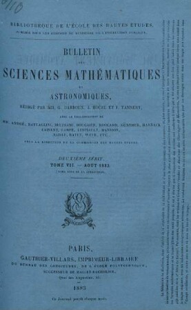Tome VII. - Aout1883.