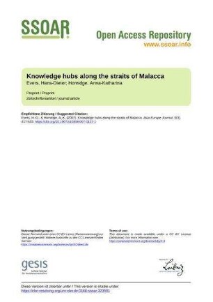 Knowledge hubs along the straits of Malacca