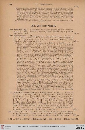 XI. Zeitschriften (Nr. 1029-1164)