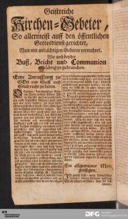 Geistreiche Kirchen-Gebeter [...].