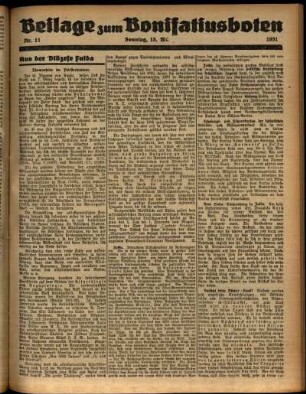 Zweite Ausgabe vom Sonntag, den 15. März 1931.