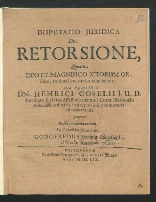 Disputatio Iuridica De Retorsione