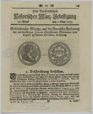 Bildnis der Christiana Mariana a Ziegler