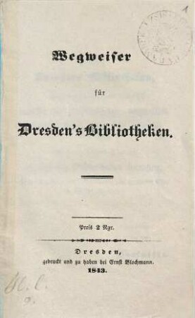 Wegweiser für Dresden's Bibliotheken