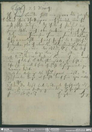 Eigenh. Brief von Christian Gottlob Heyne an August Wilhelm von Schlegel, Göttingen, 25.11.1797