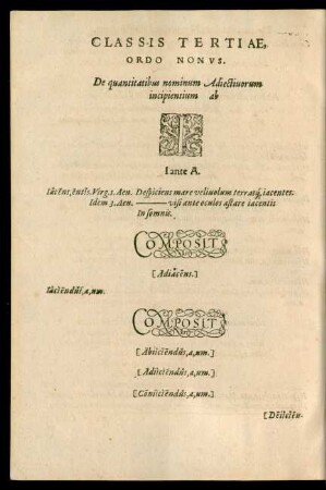 Classis Tertiae, Ordo Nonus ... I