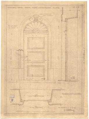Bestelmeyer, German; Bonn (Nordrhein-Westfalen), Mühlheimerplatz; Verwaltungsgebäude - Mappe 3: Portal, Durchfahrt (Details)