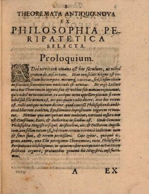 Theoremata antiquo-nova, ex philosophia peripatetica selecta