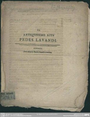 De Antiquissimo Ritu Pedes Lavandi