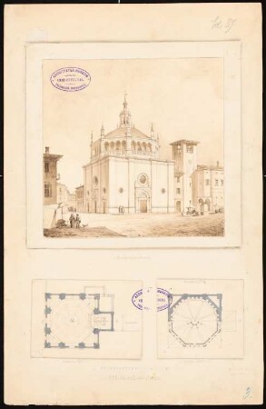 S. Maria in Busto Arsizio: 2 Grundrisse, perspektivische Ansicht
