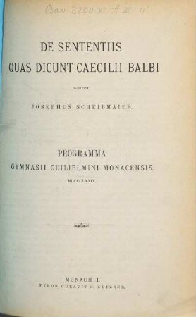 De sententiis quas dicunt Caecilii Balbi