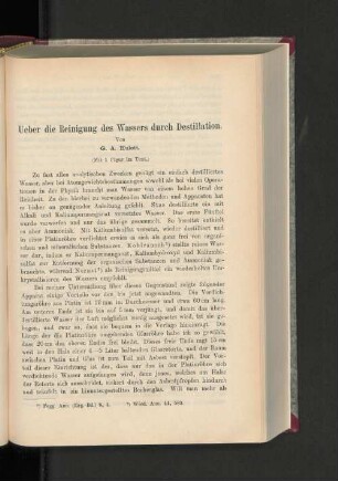 Ueber die Reinigung des Wassers durch Destillation.