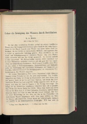 Ueber die Reinigung des Wassers durch Destillation.