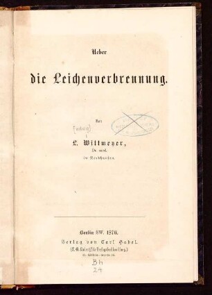 Ueber die Leichenverbrennung