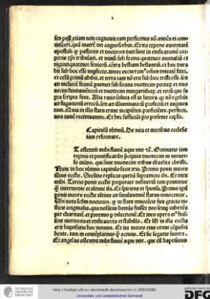 Capitulum ultimum de vita et moribus ecclesie iam reformate.