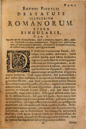 Emvndi Figrelii De Statuis Illustrium Romanorvm Liber Singvlaris
