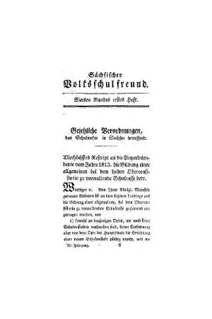 Gesetzliche Verordnungen, das Schulwesen in Sachsen betreffend