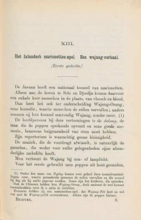 XIII. Het Inlandsch marionetten-spel. Een wajang-verhaal