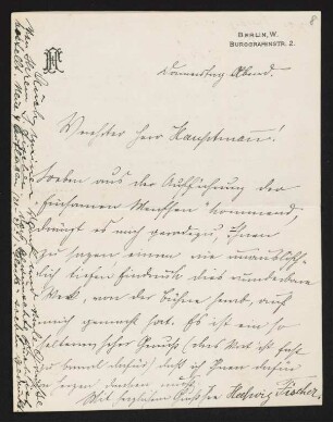 Brief von Samuel Fischer und Hedwig Fischer an Gerhart Hauptmann