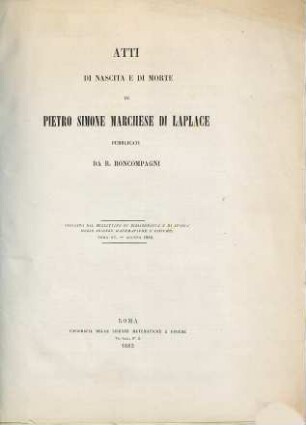Atti di nascita e di morte di Pietro Simone marchese di Laplace