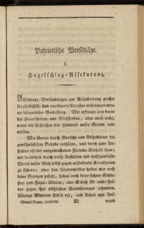 I. Hagelschlag-Assekuranz