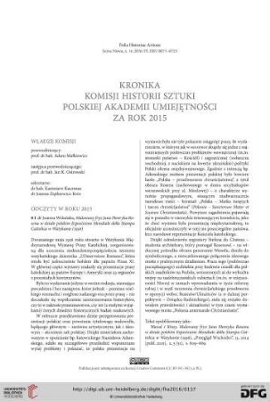 Kronika Historii Sztuki Polskiej Akademii Umiejętności za rok 2015