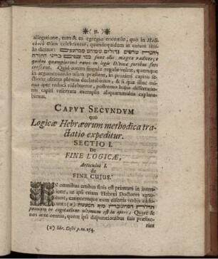 Sectio I. De Fine Logicae.