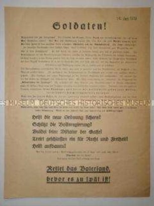 Aufruf an die Soldaten des Heeres, sich an der Niederschlagung des Spartakus-Aufstandes zu beteiligen