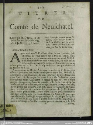 Titres Du Comté de Neufchatel