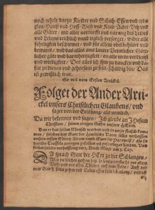 Da wir bekennen und sagen/ Ich gleube an Jhesum Christum/ seinen einigen Sohn unsern Herrn.