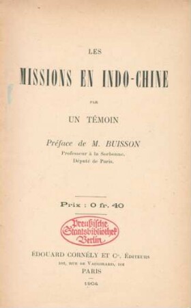 Les missions en Indo-Chine