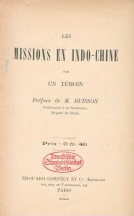Les missions en Indo-Chine